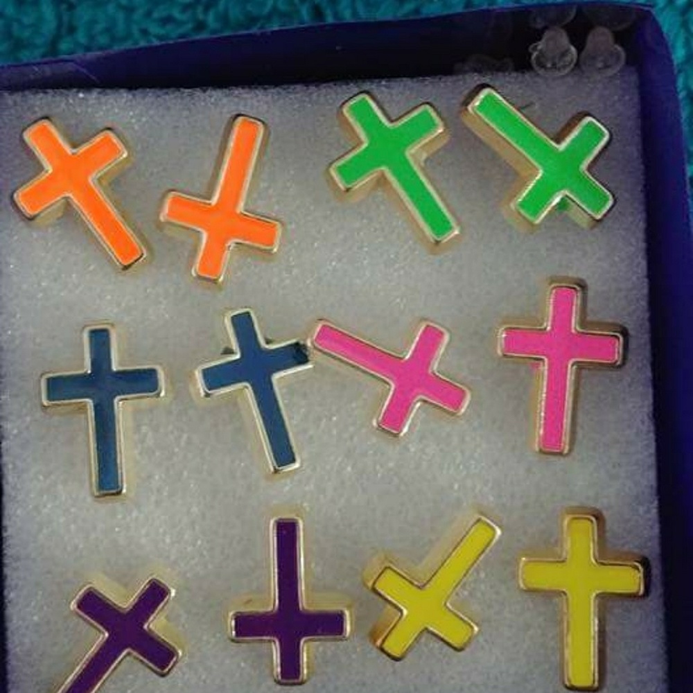 Enamel Cross Earrings Multi Set